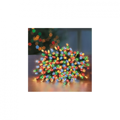 Premier Decorations 1000 Multi-Action LED Supabright Timer Lights - Multicoloured with Green Cable