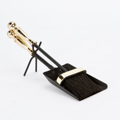 Inglenook Black & Brass Finish Brush and Shovel Set