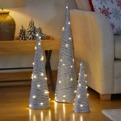 Three Kings GlitterTrees (Set of 3) - Silver