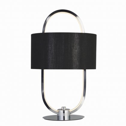 Searchlight Madrid LED Table Lamp Chrome & Opal with Black Shade