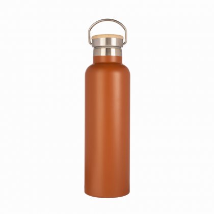 &Again 750ml Double Wall Bottle with Bamboo Lid - Rust