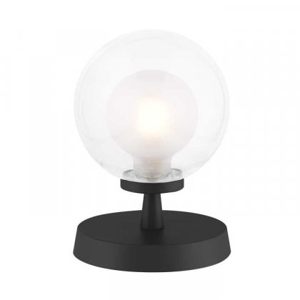 Dar Esben Touch Table Lamp in Matt Black with Clear and Opal Glass
