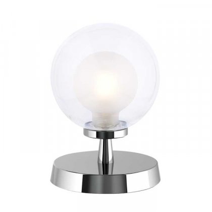 Dar Esben Touch Table Lamp in Polished Chrome with Clear and Opal Glass