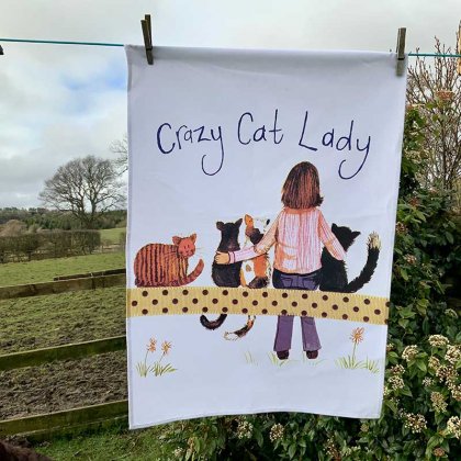 Alex Clark Tea Towel - Crazy Cat Lady