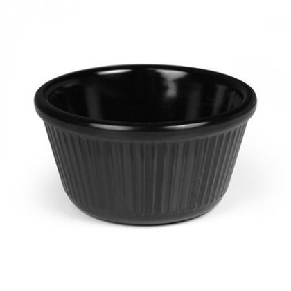 Zodiac Melamine Ramekin Black Ribbed - 4oz