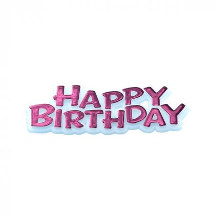 Anniversary House Happy Birthday Motto Cake Topper-  Pink