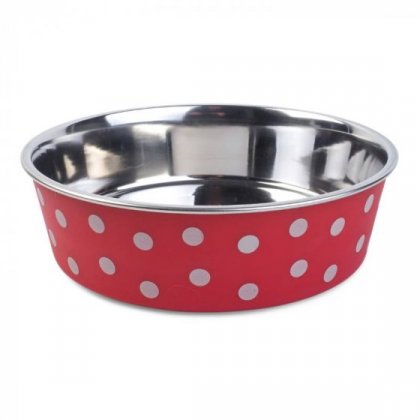 Zoon Polka Dog Bowl 21cm Red