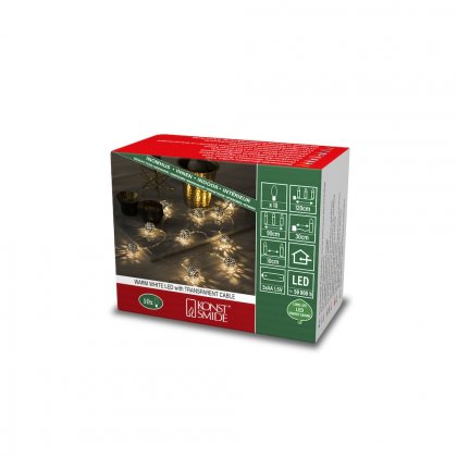 Konstsmide Battery Operated Set of 10 Small Metal Ball LED Lights - Silver