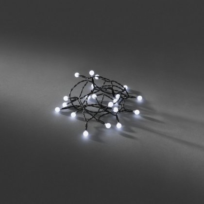 Konstsmide Battery Operated Set of 50 LED Cherry Lights with Black Wire - White