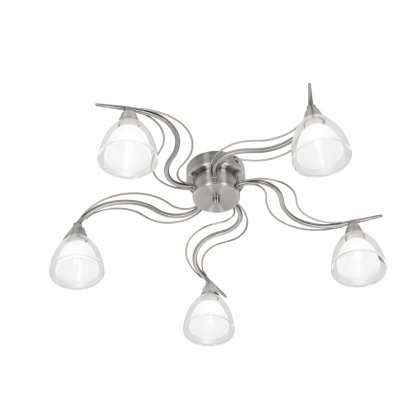 Oaks Lighting Portland 5 Arm Semi-Flush Ceiling Light Antique Chrome