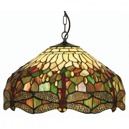 Oaks Lighting Tiffany Style Dragonfly Ceiling Light