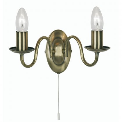 Oaks Lighting Nador Double Wall Light Antique Brass