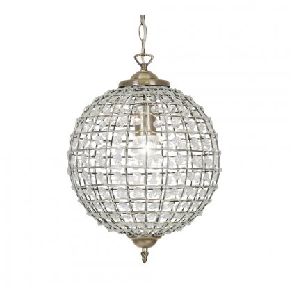 Oaks Lighting Ballon Crystal Pendant 300mm Antique Brass