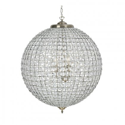 Oaks Lighting Ballon Crystal Pendant 600mm Antique Brass