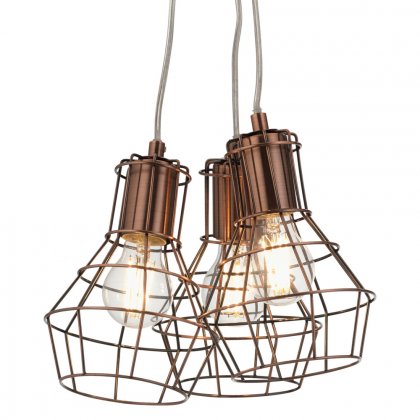 Oaks Lighting Kersen 3 Light Pendant Copper