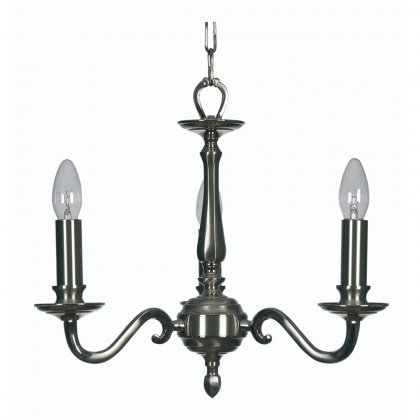 Oaks Lighting Aylesbury 3 Light Chandelier Satin & Polished Nickel