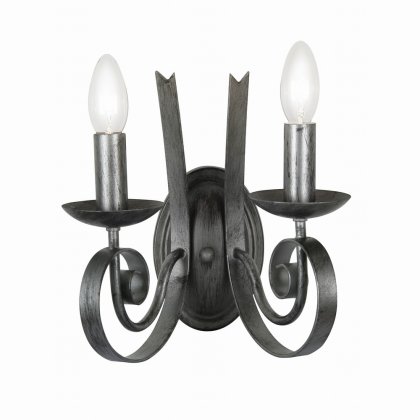 Oaks Lighting Arundel Wall Light Black Silver Painted