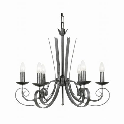 Oaks Lighting Arundel 6 Light Chandelier Black Silver Painted