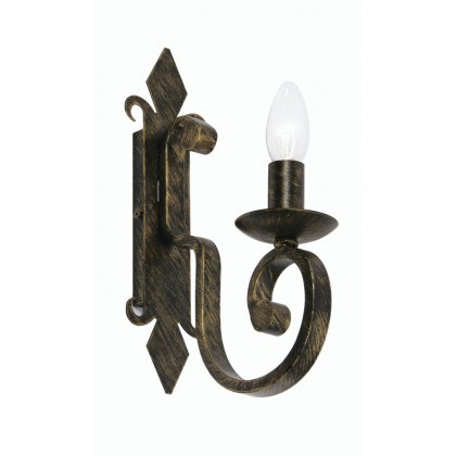 Oaks Lighting Carlisle Single Wall Light Black Brushed Gold