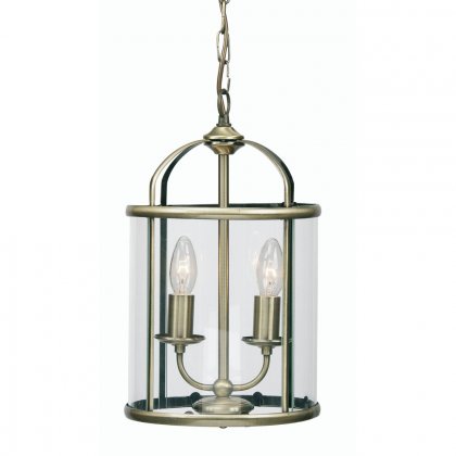 Oaks Lighting Fern 2 Light Lantern Style Pendant Antique Brass