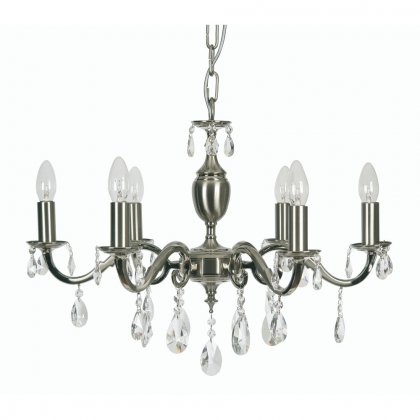 Oaks Lighting Risborough 6 Light Chandelier Satin Nickel