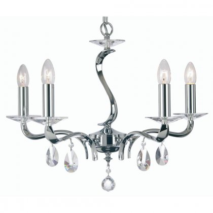 Oaks Lighting Cobra 5 Light Large Chandelier Chrome