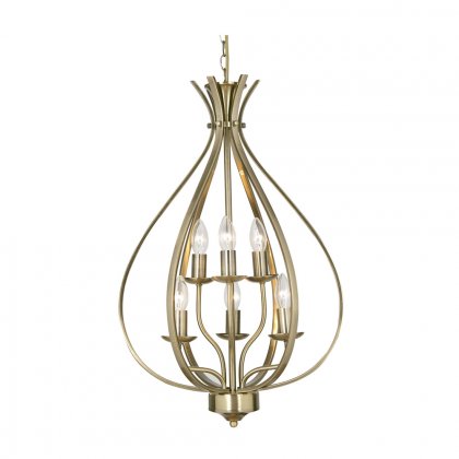 Oaks Lighting Araba 6 Light Chandelier Antique Brass