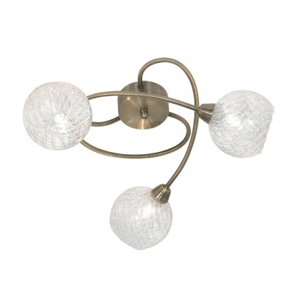 Oaks Lighting Tarn 3 Arm Semi-Flush Ceiling Light Antique Brass