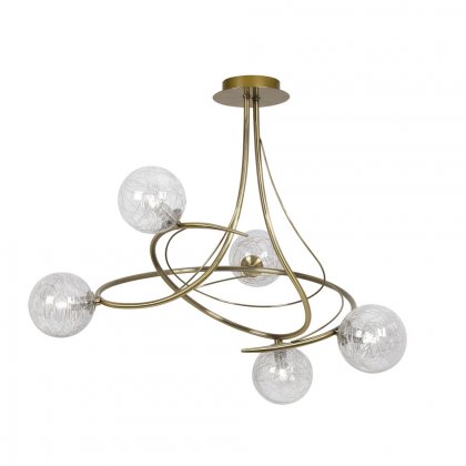 Oaks Lighting Tabia 5 Light Semi-Flush Light Antique Brass