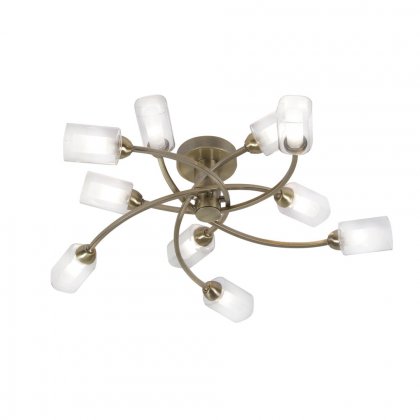 Oaks Lighting Ofira 10 Light Semi-Flush Pendant Antique Brass