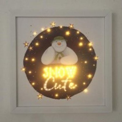 SnowTime Battery Operated Fibre Optic Canvas 30 x 30cm - Snow Cute