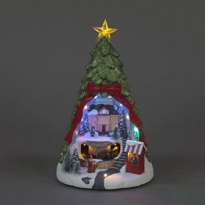 Snowtime 34cm LED Tree with Moving Train & Music