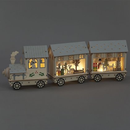 SnowTime Wooden Train with Scene in Carriages 16cm