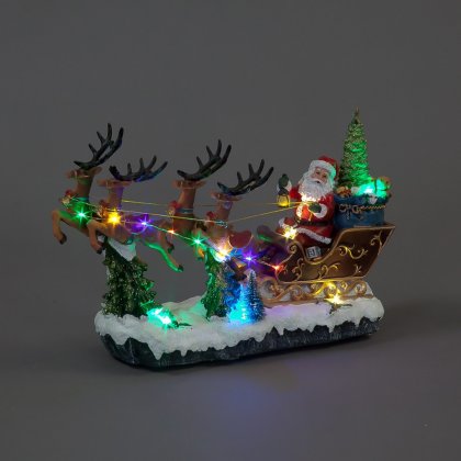 Snowtime Musical LED Santa & Sleigh with Turning Tree