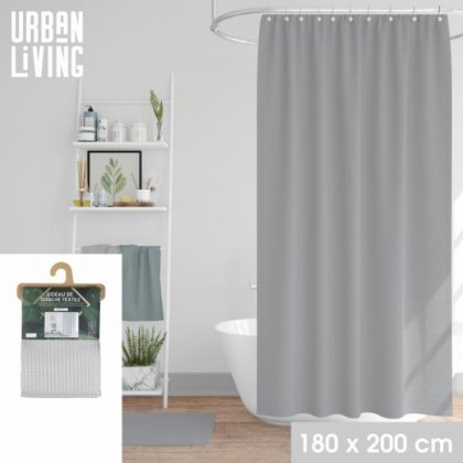 Urban Living Jacquard Shower Curtain with Rings - Nomad Grey