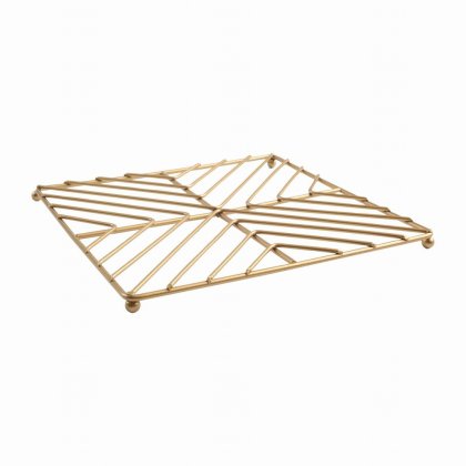 Deco Square Trivet in Satin Gold Wireware - 220 x 220 x 10mm