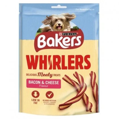 Bakers Dog Whirlers Bacon and Cheese Treats -130g