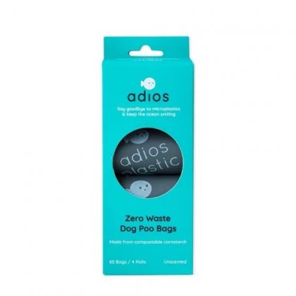 Adios Poop Non Handled Grey Bags - 60 Pack