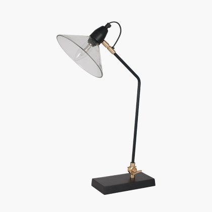 Pacific Lifestyle Canton Matt Black Metal and Glass Cone Table Lamp
