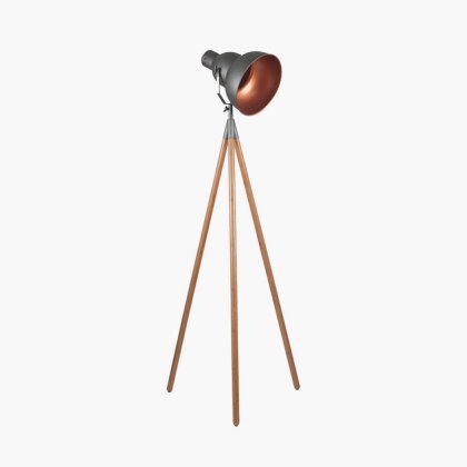 Pacific Lifestyle Larkin Metal and Natural Wood Tripod Floor Film Light - Grey