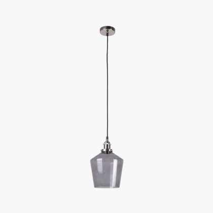 Pacific Lifestyle Emmanuelle Antique Silver Metal and Smoke Glass Pendant