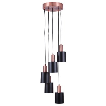 Pacific Lifestyle Biba 5 Drop Pendant - Black and Antique Copper