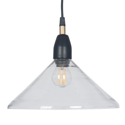 Pacific Lifestyle Canton Matt Black Metal and Glass Cone Pendant