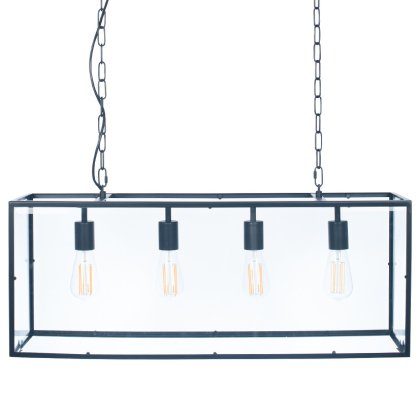 Pacific Lifestyle Llewellyn Matt Black Metal and Glass 4 Bulb Pendant
