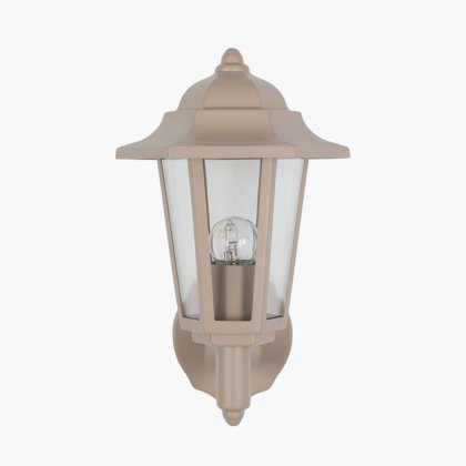 Pacific Lifestyle Azalea Taupe Metal Hex Lantern Wall Uplighter