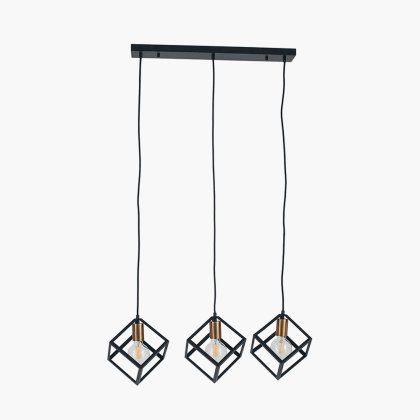 Pacific Lifestyle Alessio Metal 3 Cube Pendant - Matt Black