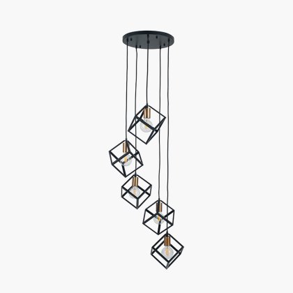 Pacific Lifestyle Alessio Metal 5 Cube Pendant - Matt Black