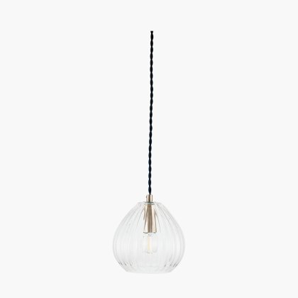 Pacific Lifestyle Ella Clear Ribbed Glass Teardrop Pendant