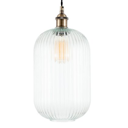 Pacific Lifestyle Abigail Clear Ribbed Glass Tall Pendant