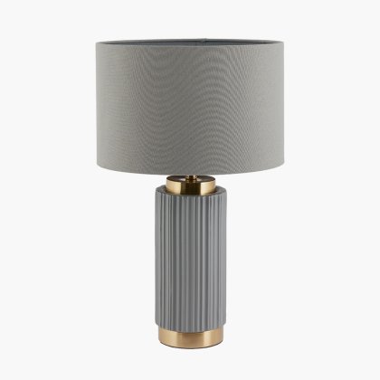 Pacific Lifestyle Ionic Grey Textured Ceramic and Gold Metal Table Lamp